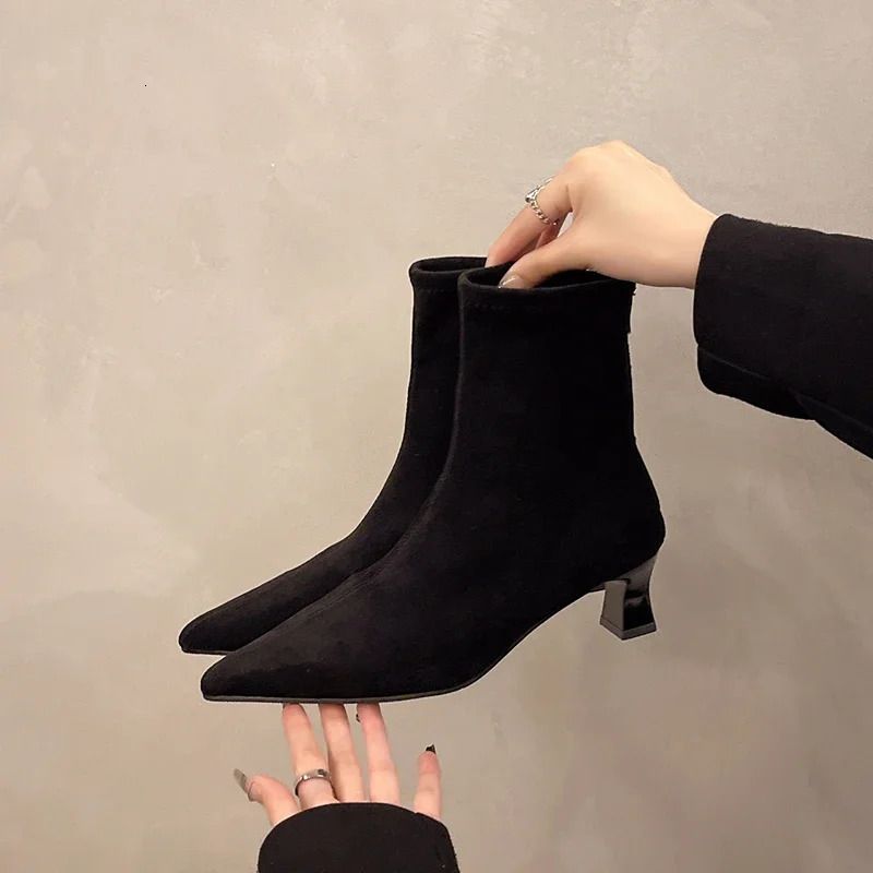 er Leopard Print Women Ankle Boots Fashion Pointed Toe Short Booties Concise Thick Heels Botas De Mujer 241031_voghion.com