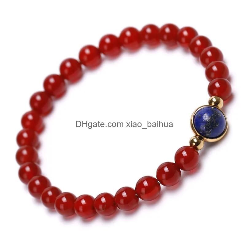 Sl216A4805 Agate rouge 6 mm Lapis Lazul 8 mm