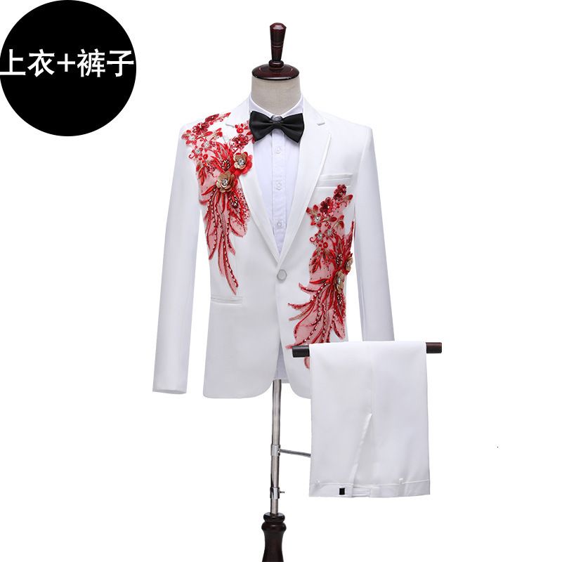 White Red Flower Suit