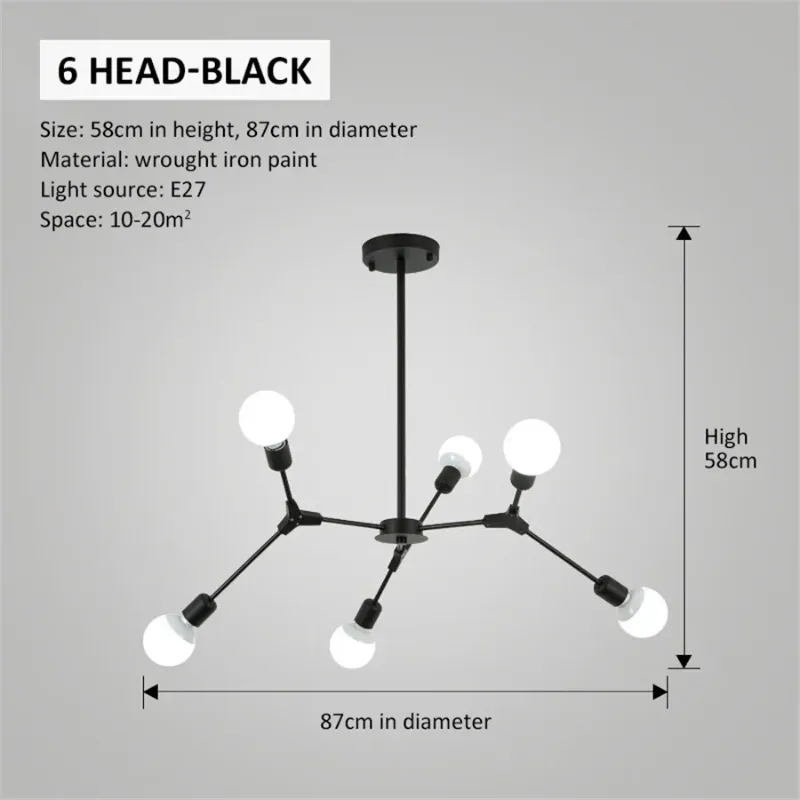 Ne pas inclure les ampoules 6 têtes noires