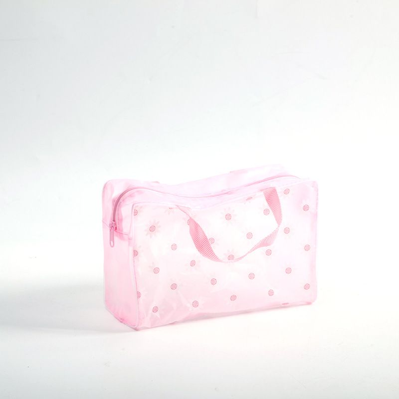 Trousse de toilette transparente florale rose