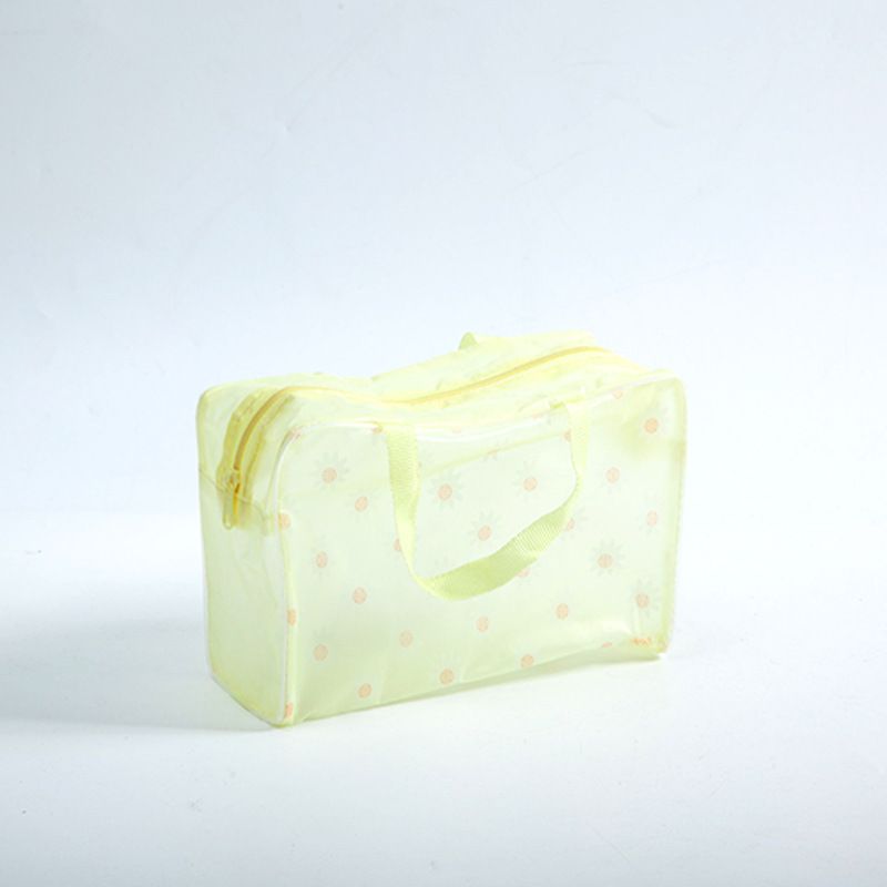 Trousse de toilette transparente florale jaune