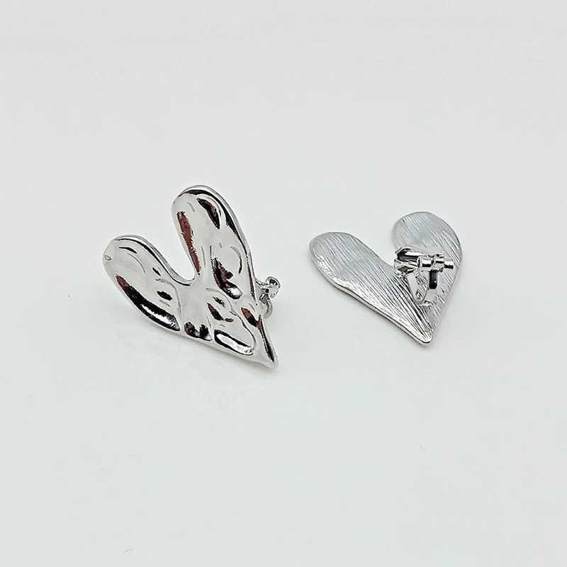 Charm Korean Design Sense Concave Convex Uneven Gold Heart Clip on Earrings Fashion Womens Party Jewelry Unusual_voghion.com