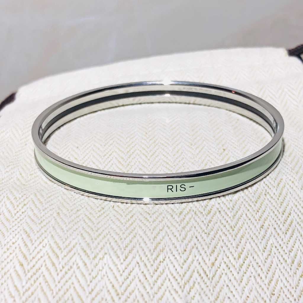 62 Silverkant Bubble Green Armband C