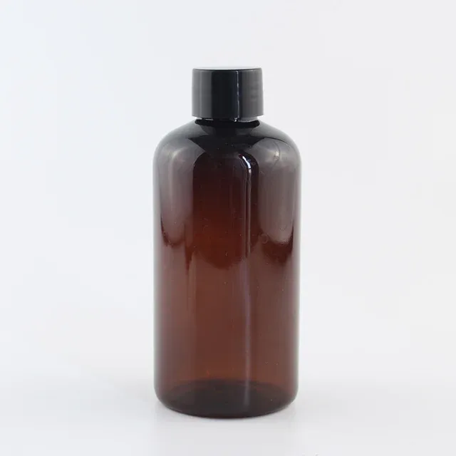 220 ml plastic bruine fles zwart