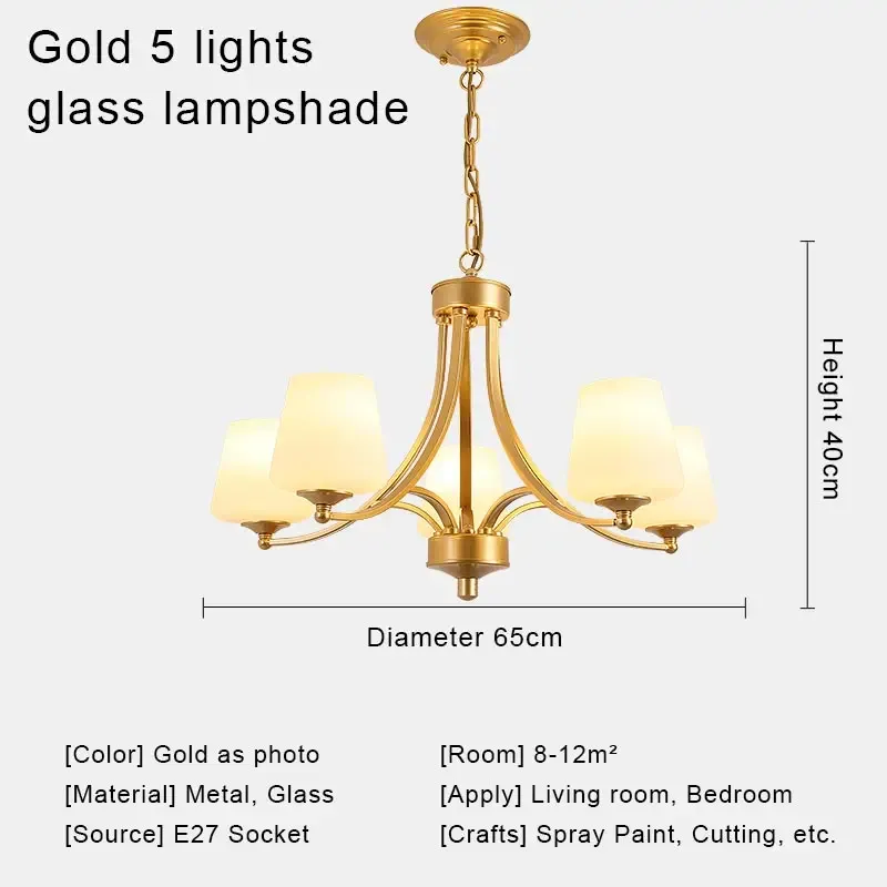 Chiny Zimne Light Gold 5 Lights Glass