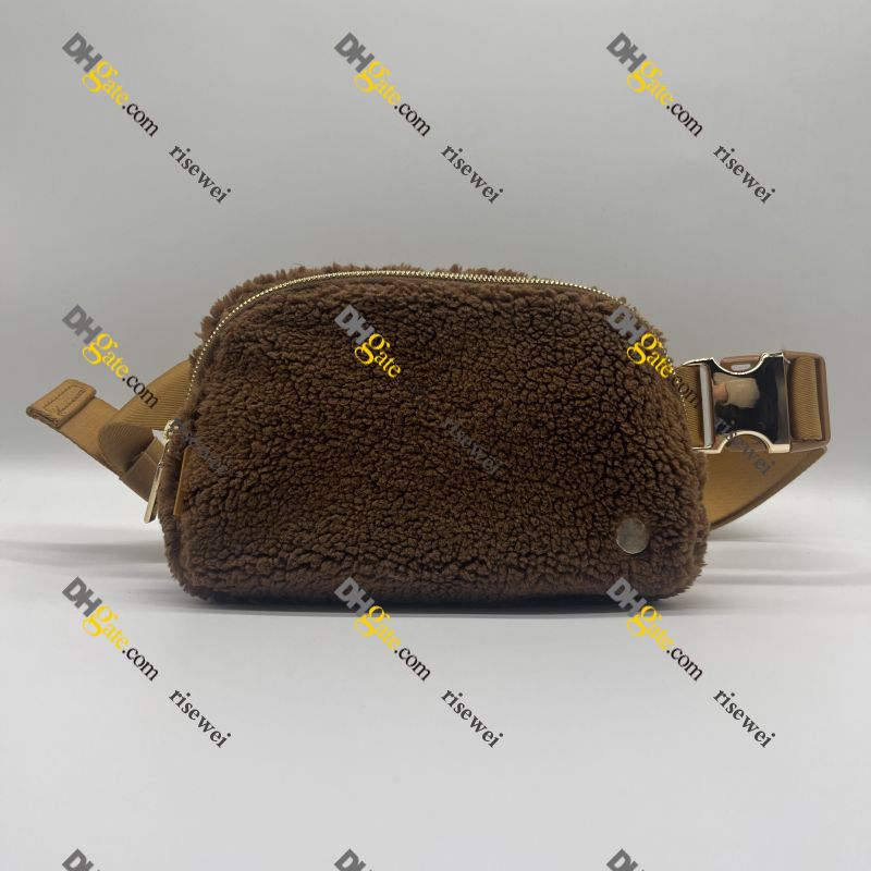 New Version Fleece Belt Bag-Brown