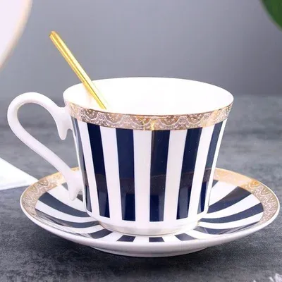 Blue stripes teacup