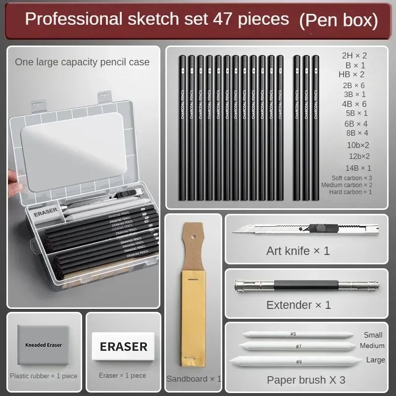Cor: Caixa de caneta 47 PCS Kit