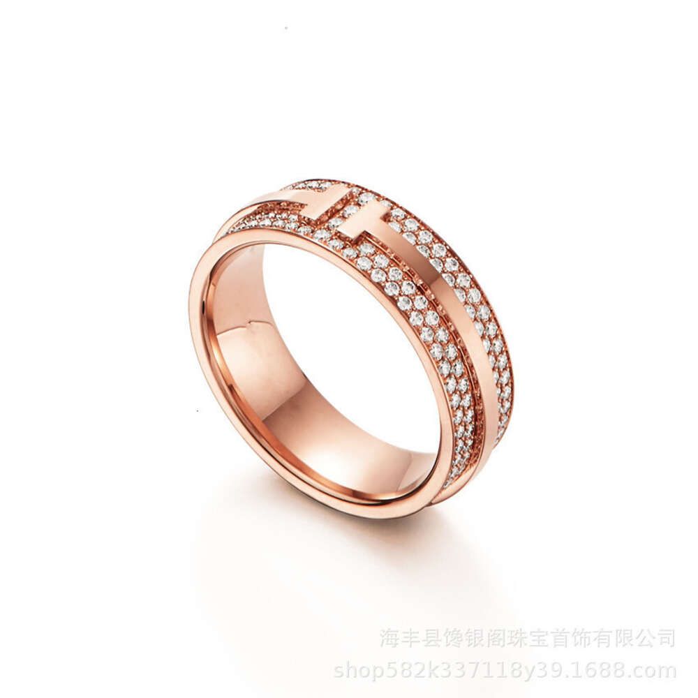 Double T stone inlaid rose gold