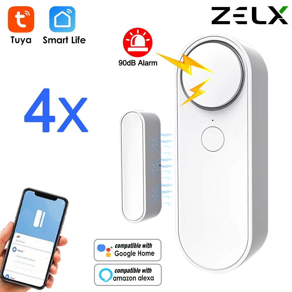 Color:4PCS Door Sensor