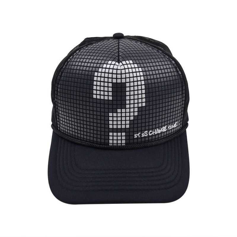 Black  Question Mark Net Hat