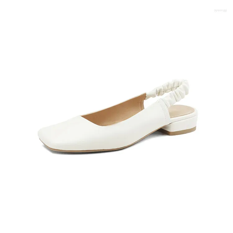 Beige Leather Flats