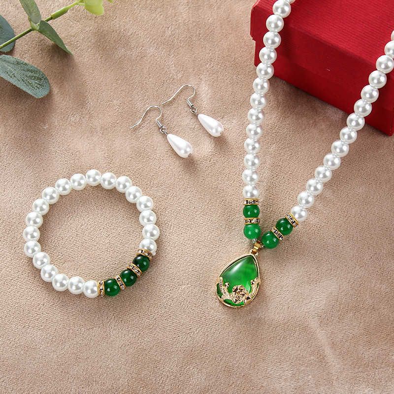 Collier rose vert Envoyer 1 bracelet an