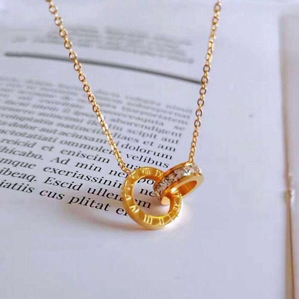 86012 Gold Double Ring Rome Necklace