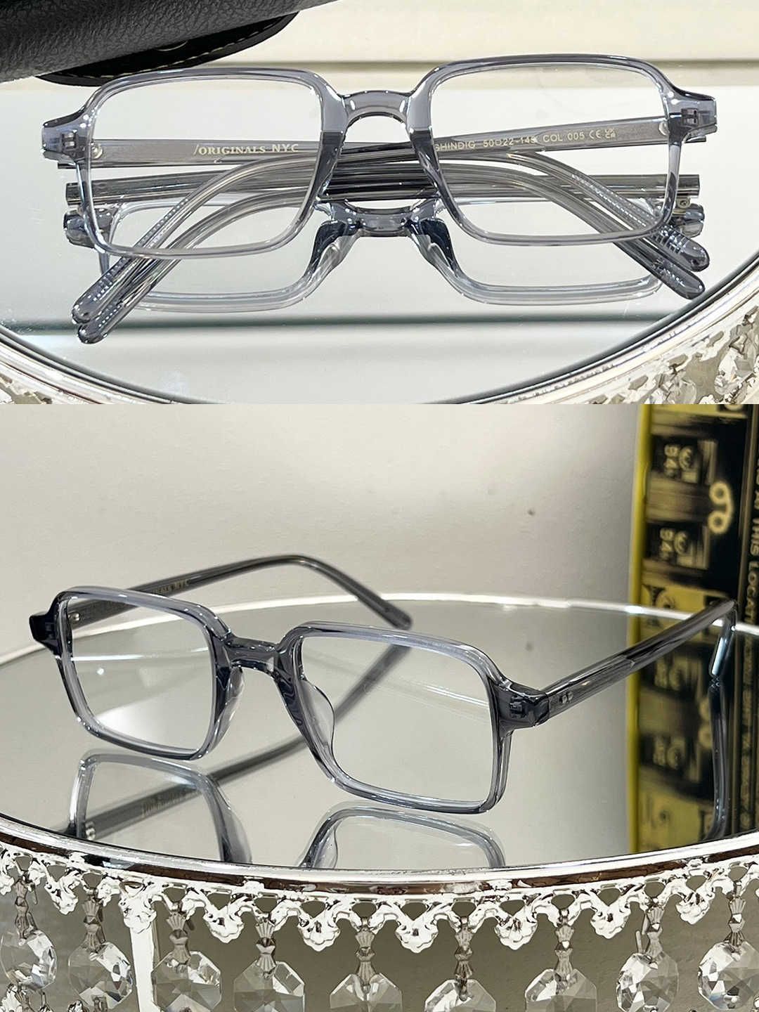 Transparent Gray Frame Optics