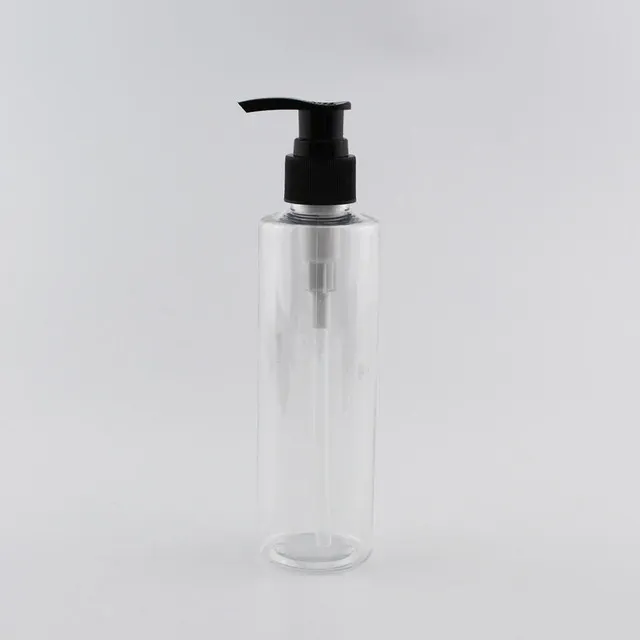 Bouteille en plastique transparent de 200 ml, noire