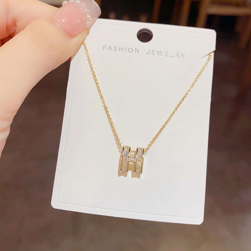 Gold Micro Inlaid H-Letter Necklace