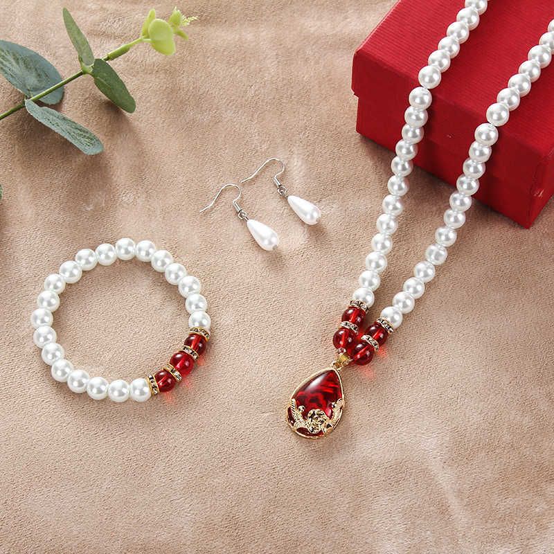 Collier rose rouge Envoyez 1 bracelet et