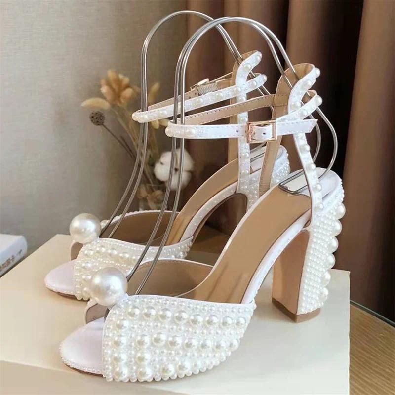 White chunky heels