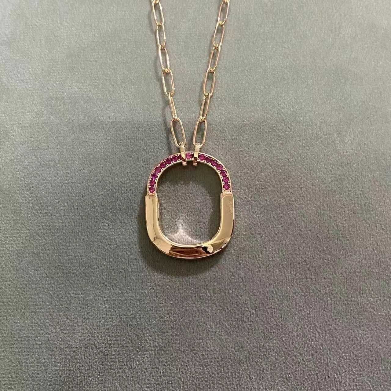 Lock Necklace Rose Gold (Red Diamond)