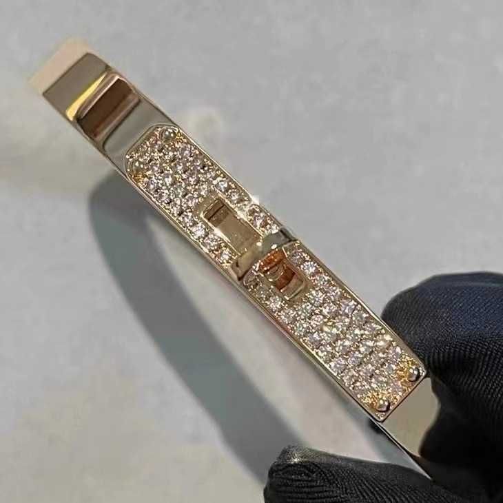 Bracelet semi-diamant en or rose-925 Si
