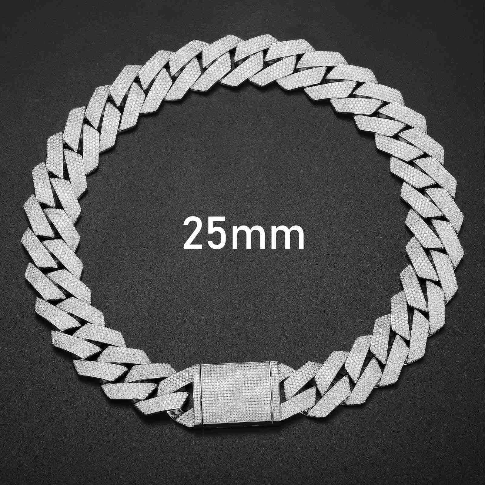 25mm 5 Row-white Gold-7inches(17.5cm)