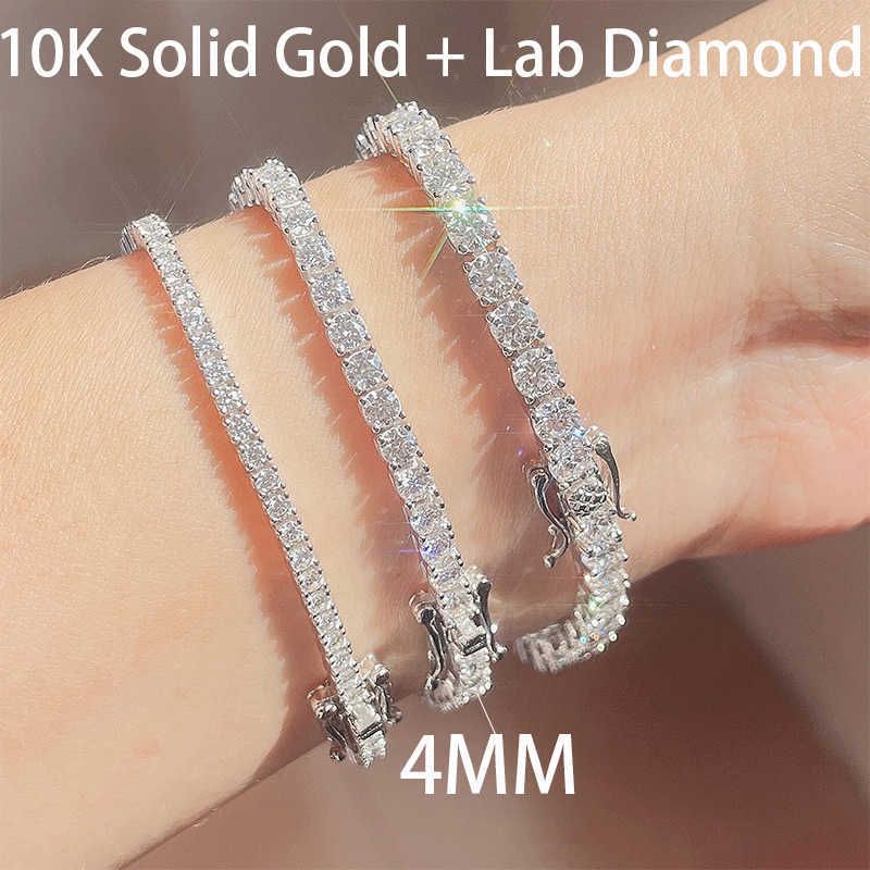 Diamante de laboratorio de 4 mm, 10 k + 7,5 pulgadas