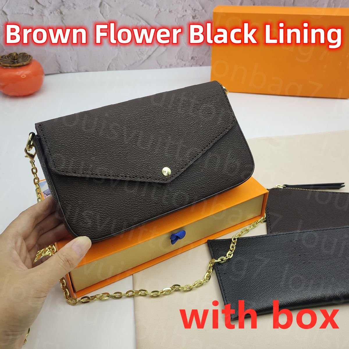 Brown Flower Black Lining