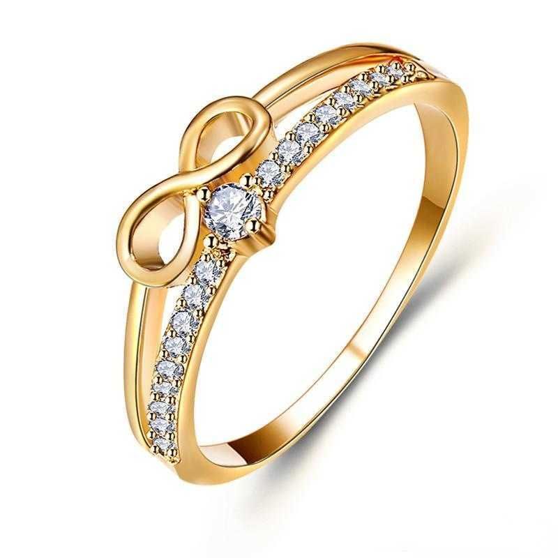 Gold -8 łuk z diamentami - pierścień
