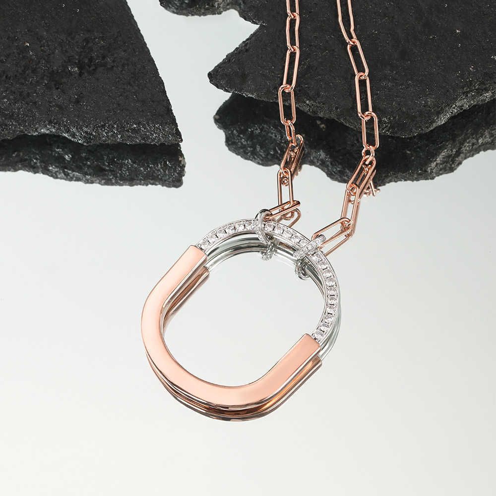 Collier extra large en argent et or rose