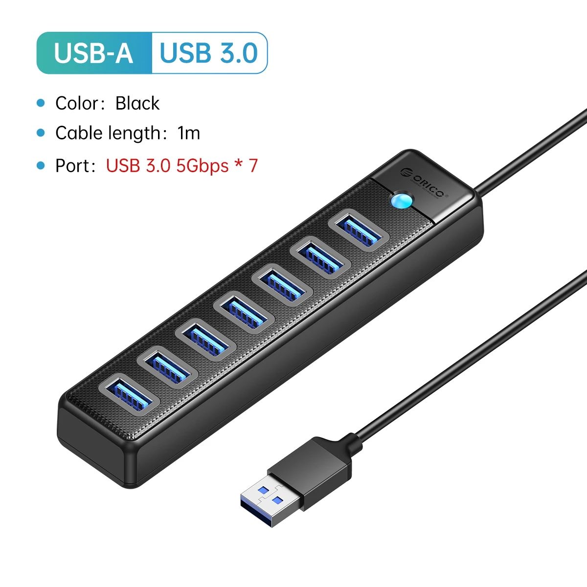 Ramfärg: USB A 7 Port 100cm