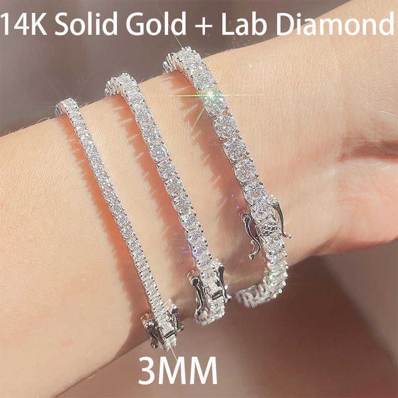 Diamante de laboratorio de 3 mm, 14 k + 6 pulgadas