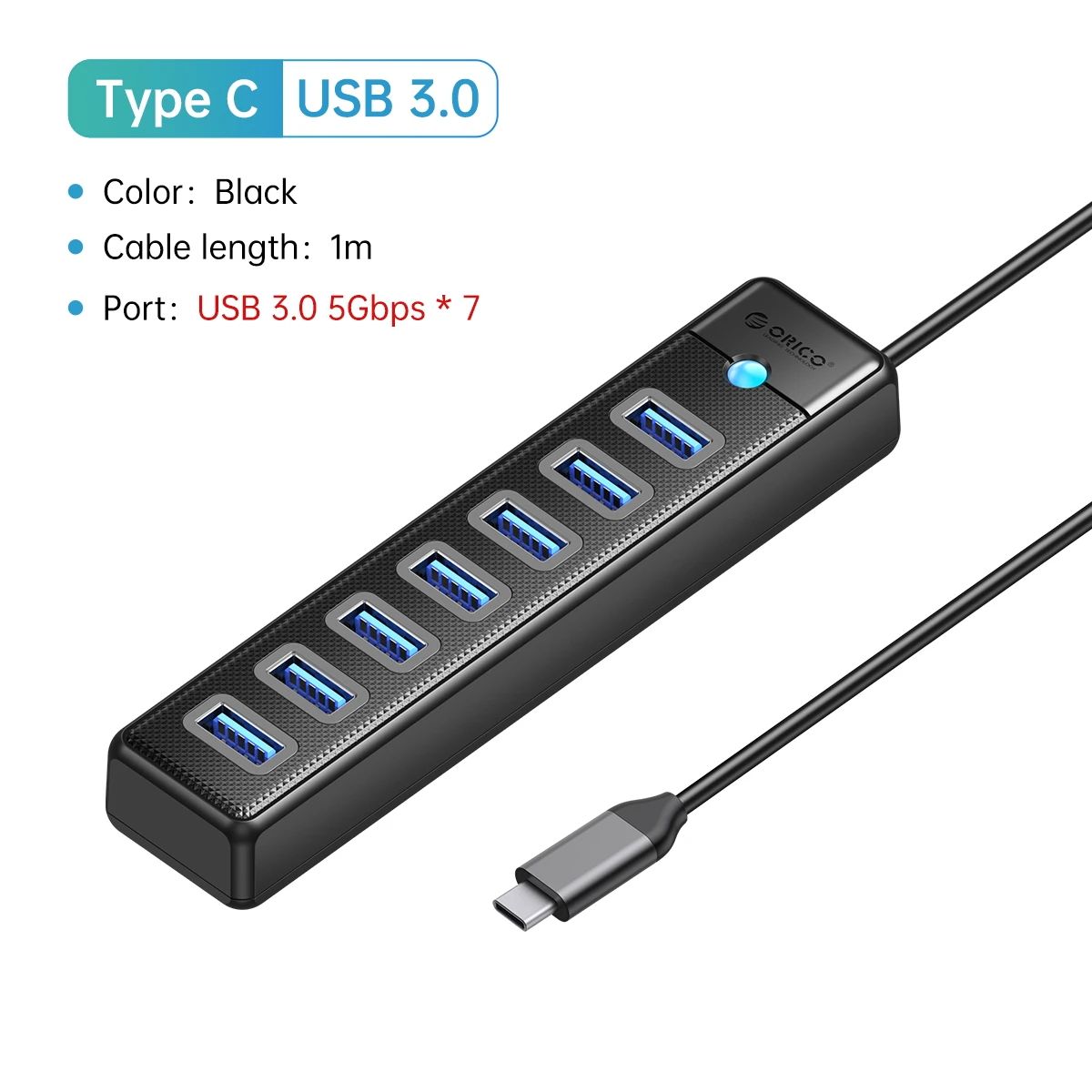 Cor: USB C 7 porta 100cm