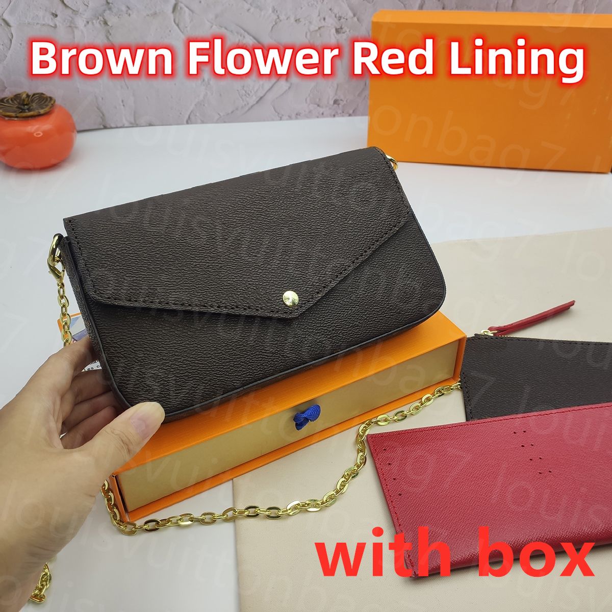 Brown Flower Red Lining