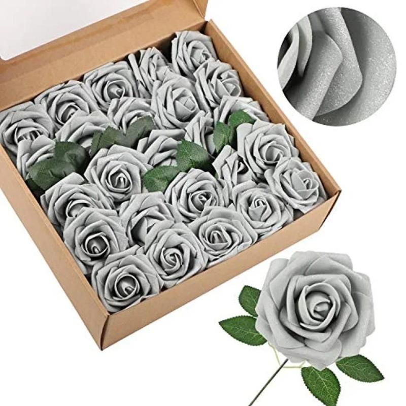 25 gray flowers