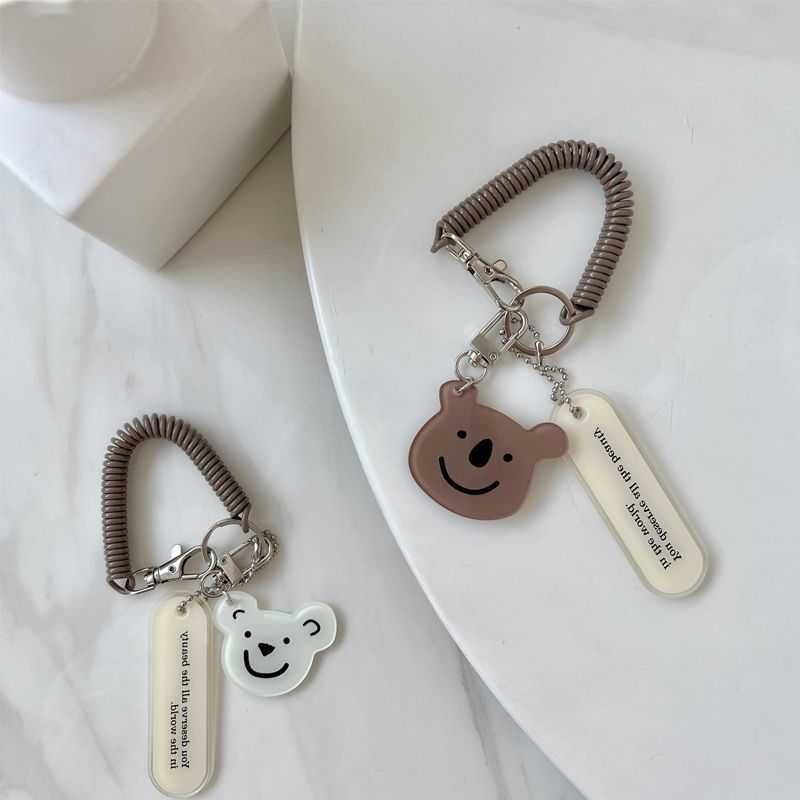 Chocolate+Cream White Bear Keychain