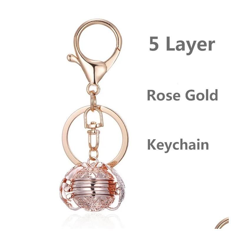 Keychain de ouro rosa de 5 camadas