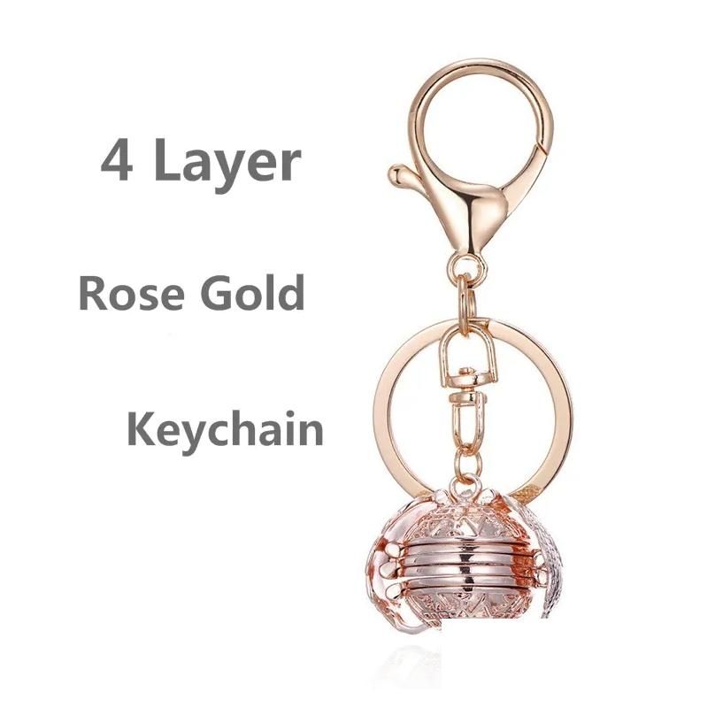 Keychain de ouro rosa de 4 camadas