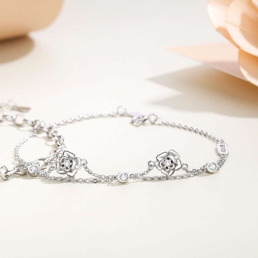 Femmes # 039; S Rose Bracelet-925 Silver