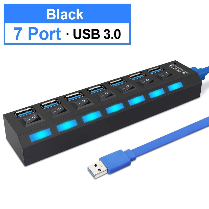 Color:black 7 port 3.0