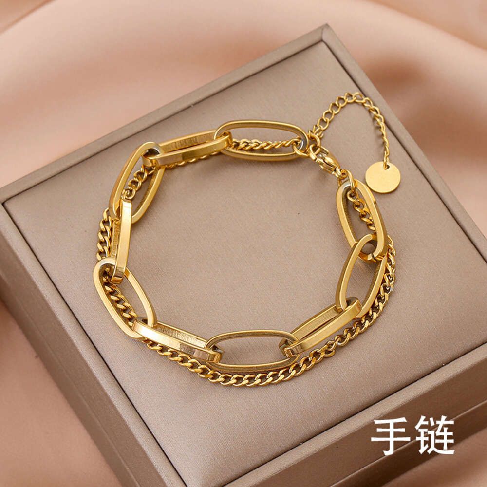 A 【5219】 Dubbelskiktat armband guld