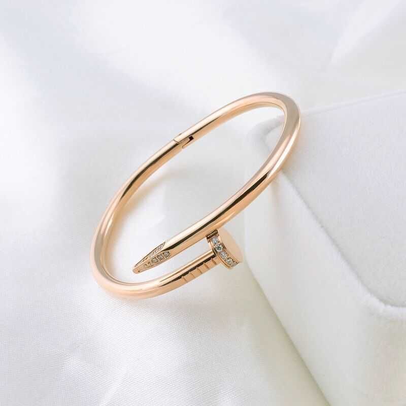 Rose Gold with Diamond Nail Bracelet-S