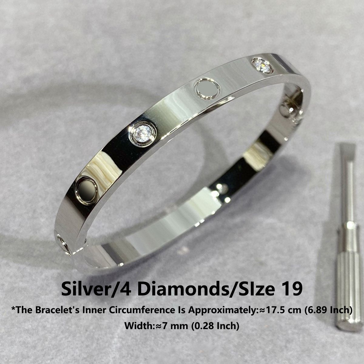 Silver 4 diamond size19