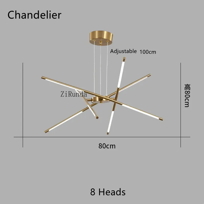 All Gold bady Cold light Chandelier 8