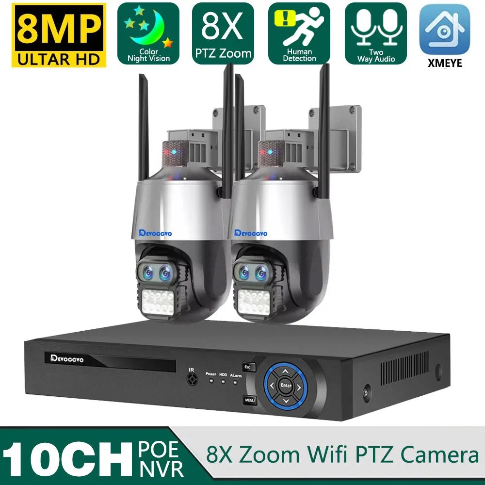 6T-EU Plug-10ch NVR 2Camera