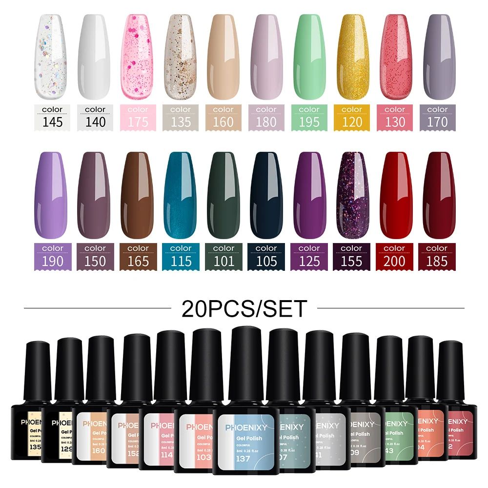 Cor: 20pc Gel de unhas Kit4