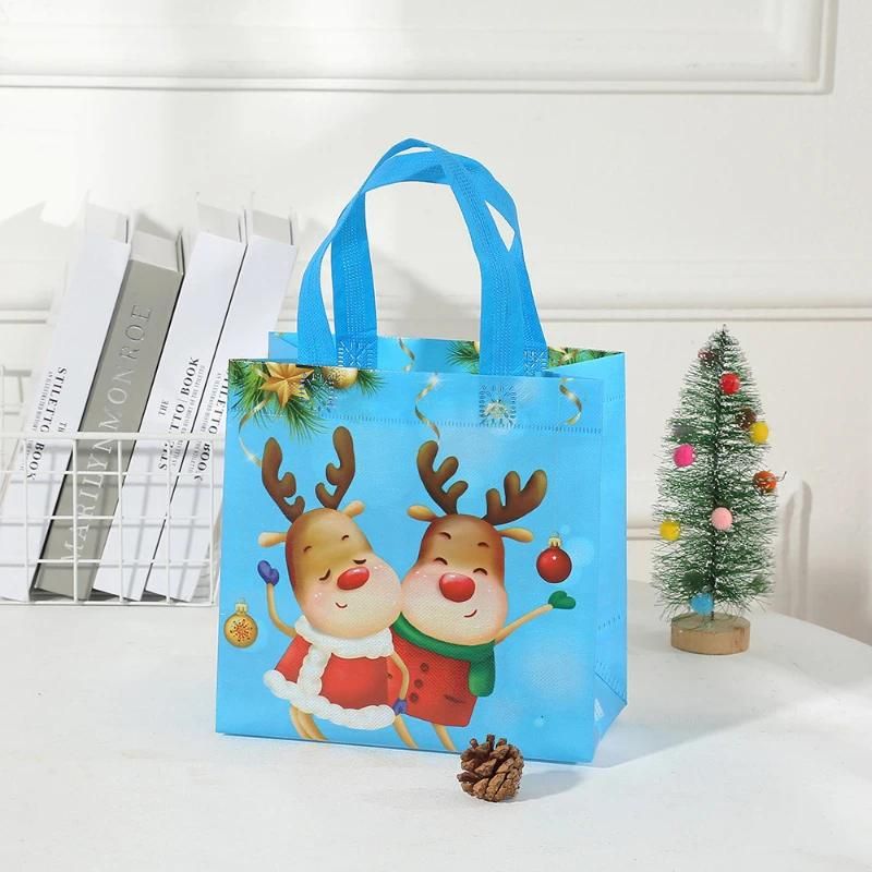 Non-woven Xmas bag 23x22x11cm Lake Blue