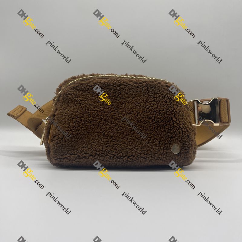 New Version Fleece Belt Bag-Brown