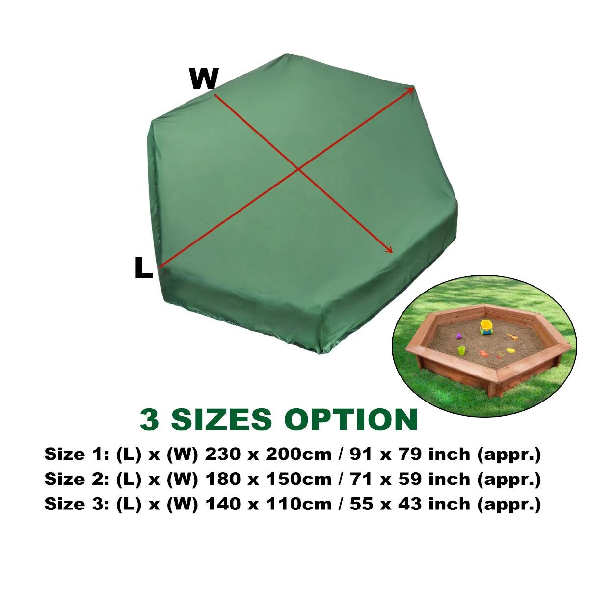 Vert (hexagone) -150x150cm